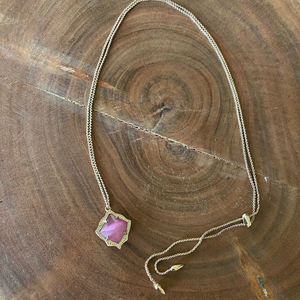 Kendra scott rose gold and pink stone Kasey‎ adjustable chain necklace